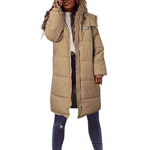 Damen Daunenjacken Lang Leicht Wintermantel Oversize Warm PufferJacke Kapuze Winterjacke Outdoor Daunenmantel Übergangsjacke(C, M) von generic