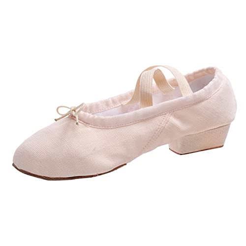 Damen Schuhe Klein Damen Canvas Tanzschuhe Trainingsschuhe mit weichen Sohlen Ballettschuhe Sandalen Tanz Freizeitschuhe Damen Schuhe Halb Offen (Beige, 38) von generic