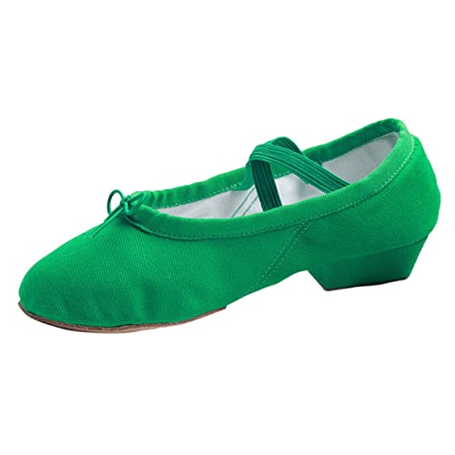 Damen Schuhe Klein Damen Canvas Tanzschuhe Trainingsschuhe mit weichen Sohlen Ballettschuhe Sandalen Tanz Freizeitschuhe Damen Schuhe Halb Offen (Green, 42) von generic