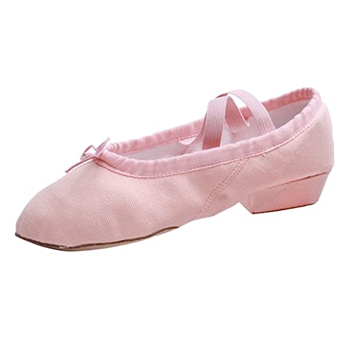 Damen Schuhe Klein Damen Canvas Tanzschuhe Trainingsschuhe mit weichen Sohlen Ballettschuhe Sandalen Tanz Freizeitschuhe Damen Schuhe Halb Offen (Pink, 41) von generic