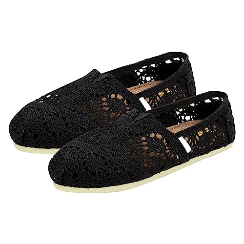 Damen Slipper Schuhe Sommer Geflochten Leinen Espadrilles Damen Casual Atmungsaktiv & Komfort Slip-on Canvas Schuhe Freizeit Elegant Sandaletten rutschfest Flach Stricken Sneaker 1 von generic
