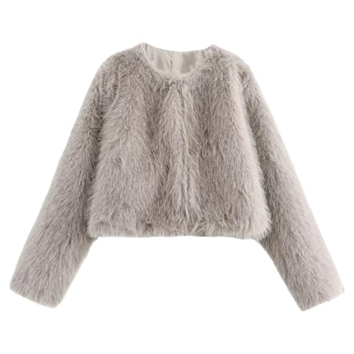 Damen Weiße Kunstpelzjacke Winterschal Pelzmäntel Langarm Formale Abendmode Cropped Fur Cardigan Tops von generic