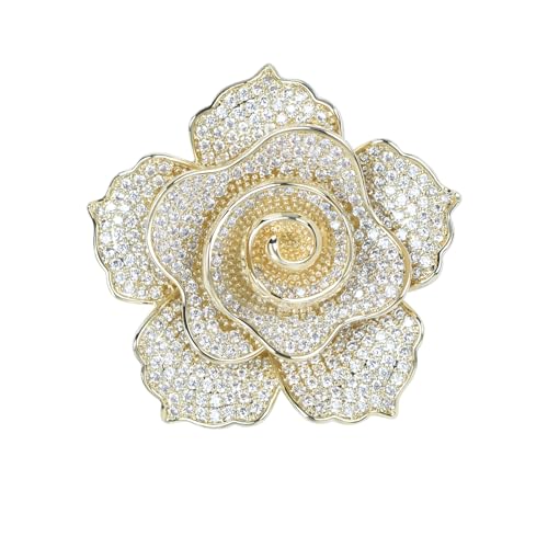 Elegante Kristall-Brosche blühender Rose, Anstecknadel, Brustnadel für Damen, Vogel-Strickjacke, Mütze, Schal, Anzug, Pullover, Blumennadeln von generic