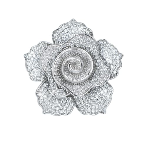 Elegante Kristall-Brosche blühender Rose, Anstecknadel, Brustnadel für Damen, Vogel-Strickjacke, Mütze, Schal, Anzug, Pullover, Blumennadeln von generic