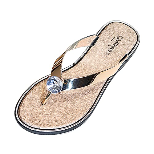 Flip Flops Damen Glitzer Elegant Sandaletten Zehentrenner Plateau Strass-Slippers Flip-Flops-Pantoletten Damen Mit Fussbett Sandaletten Peeptoes Keilabsatz Sommerschuhe Abendschuhe von generic