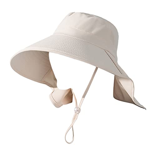 Frauen Sommer Große Traufe Schal UVSchutz Hut Faltbar Sonnenschutz Hut Mode Sonnenhut Im Freien Mit Pferdeschwanz Loch Hut Wanderhut (Beige, One Size) von generic