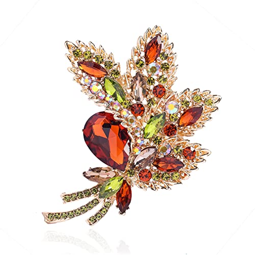 Große Brosche Pin Österreichischen Kristall Blatt Form Bouquet Schal Dekoration Kranz Tuch Broschen Pins Für Frauen Mädchen von generic