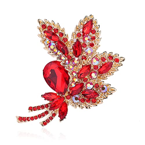 Große Brosche Pin Österreichischen Kristall Blatt Form Bouquet Schal Dekoration Kranz Tuch Broschen Pins Für Frauen Mädchen von generic