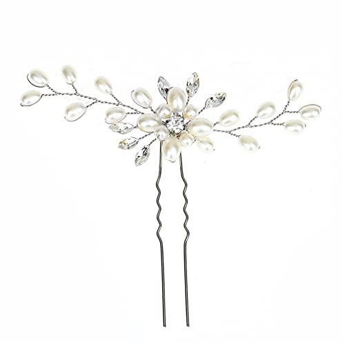 Haarnadeln Haarschmuck Für Frauen Hochzeit Zubehör Haarspangen Schmuck Pins Haar Perle Blume Kopfschmuck Strass Clip von generic