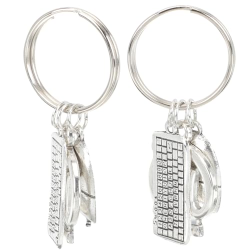 Halskette Herren, 2St Vintage Schlüsselanhänger aus Metall Schlüsselbund Tastaturspiele Kette Klaviatur autozubehör car Accessories tastaturen Vintage-Deko Schlüsselanhänger-Charm Auto- Silver von generic