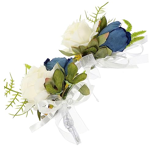 Halskette Herren, Hand Handgelenk Corsage Rose Ansteckblume Handgelenk Tischdeko zu Ostern Brautjungfer Handgelenkschmuck am Handgelenk der Brautjungfer Kunstblume aus Seidentuch von generic