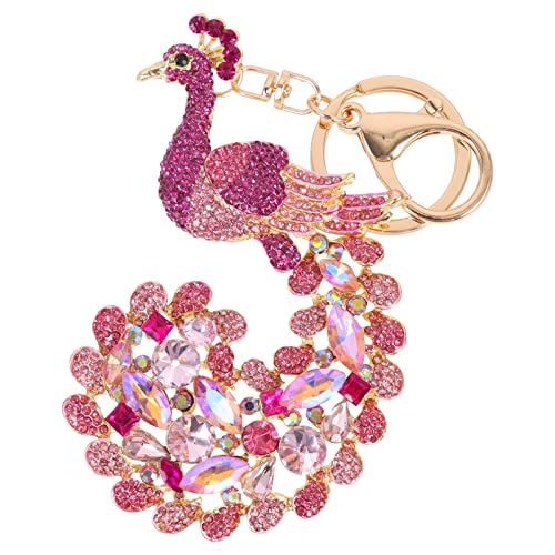 Halskette Herren, Pfau Schlüssel Bund Auto Spiegel Plüsch Dekorativ Zubehör Zum Aufhängen des Rückspiegels Auto Schlüsselanhänger Schlüsselband Rucksackanhänger in Pfauenform Legierung Rosa von generic