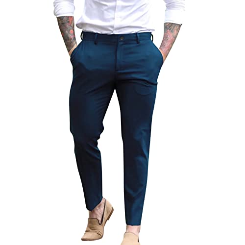 Herren Flatfront-Anzughose mit Erweiterbarem Bund, Klassisch Geschnitten Slim Fit Herren Hosen Stretch Angenehme Praktische Männer Hosen für Business & Freizeit - Bequeme Stoffhose Herren von generic