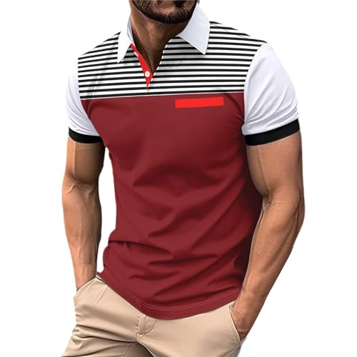 Herren Poloshirt Kurzarm Golf T-Shirt Schnelltrocknend Atmungsaktiv Funktionsshirt Regular-Fit Dünn Leicht Outdoor Oberteil für Frühling Sommer Texturiertes Herrenhemd mit Revers von generic