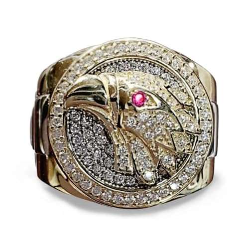 Herrenringe, klassischer Ring Damenringe Adlertotem eingelegter Zirkonia Roter Adlerauge-Ring Hip Hop Rock Party Motorrad von generic