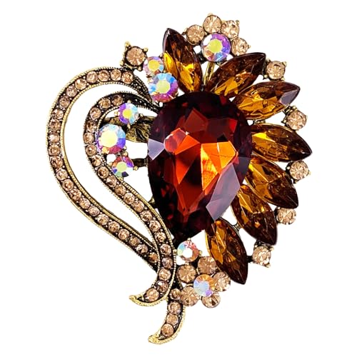 Herz Strass Schal Brosche Pin Kristall Antik Silber Ton von generic