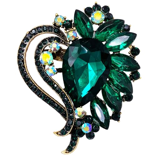 Herz Strass Schal Brosche Pin Kristall Antik Silber Ton von generic