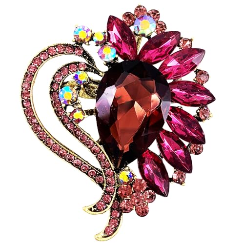 Herz Strass Schal Brosche Pin Kristall Antik Silber Ton von generic