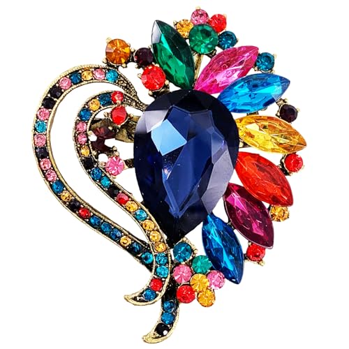 Herz Strass Schal Brosche Pin Kristall Antik Silber Ton von generic