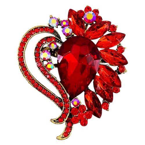 Herz Strass Schal Brosche Pin Kristall Antik Silber Ton von generic