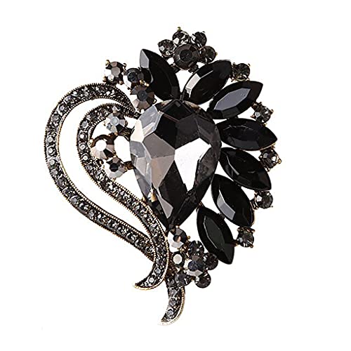 Herz Strass Schal Brosche Pin Kristall Antik Silber Ton von generic