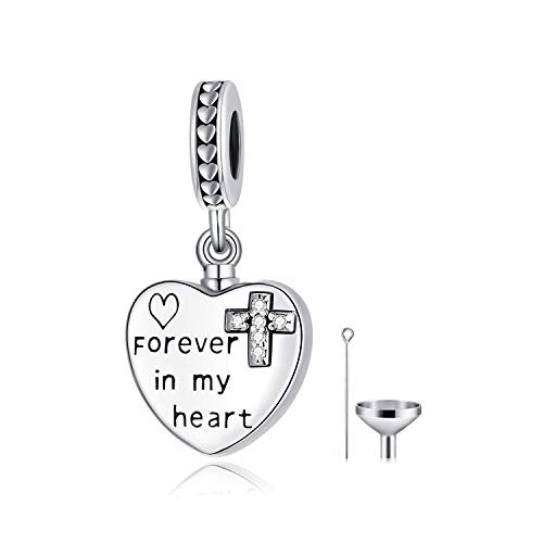 Herz Urn Charm Silber 925 Feuerbestattung Andenken Urne Bead Charm für Asche Fit Armband Halskette Geschenk für Damen Mädchen von generic