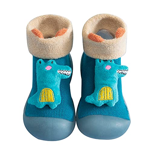 House Schuhe Kinder Kinder Kleinkind Baby Solide Warme Stricksohle Gummischuhe Socken Hausschuhe Strumpf Warme Schuhe Socken Hausschuhe Mädchen 31 (Blue, 18) von generic