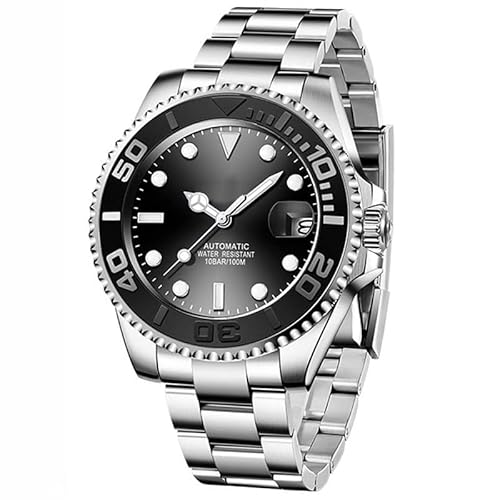 Japanische NH35 Automatische Armbanduhr KEIN Logo Benutzerdefinierte Mod Mechanische Uhren für Männer 3ATM Wasserdicht Sport Herrenuhr 40MM, Stahl schwarz, Classic von generic