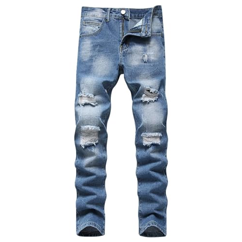 Jeans Jogginghose Sweathose in Jeansoptik Jeans-Herren Slim Fit Herren-Hose Pendler Strechjeans Ripped Slim Fit Hip Hop Hose Für Männer Reißverschluss Jeans Party Freizeithose von generic