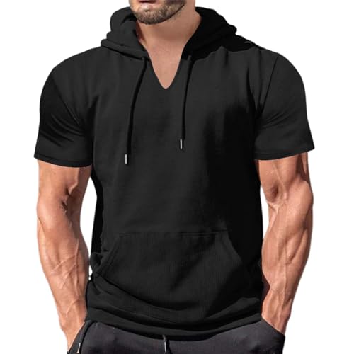 Kapuzenshirt Herren Kurzarm Kurzarm Hoodie Herren mit Koderlzug Sport Baumwolle Taschen T-Shirt Mit Kapuze Herren Freizeithemden Casual Strandhemd Basic Mode Hemdshirt Einfach Männer Top Kapuzenshirt Herren Kurzarm Kurzarm Hoodie Herren mit Koderlzug Sport Baumwolle Taschen T-Shirt Mit Kapuze Herren Freizeithemden Casual Strandhemd Basic Mode Hemdshirt Einfach Männer Top von generic