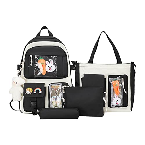 Kawaii Rucksack Set, 4 teiliger Schulrucksack für Mädchen, Große Schultasche mit Kawaii Pin und Zubehör, Reisetasche für Mädchen Kinder Teenager von generic