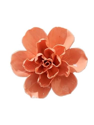 Keramikblumen-Wandkunst, künstliche 3D-Blumen-Wandkunst, handgefertigte 3D-Wandkunst-Hängeskulptur, Porzellanblumen-Wanddekoration für die Heim- und Bürodekoration (Orange, Jasminblüte, 9 cm) von generic