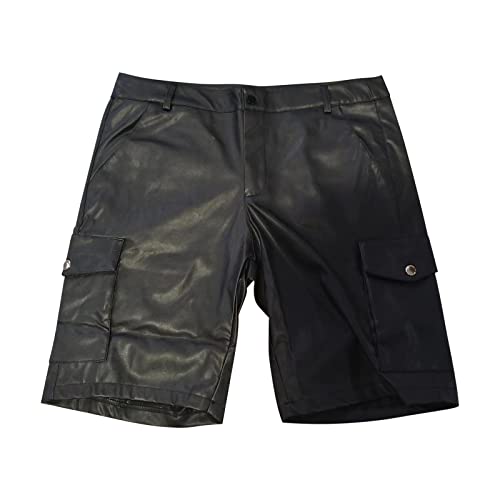 Lederhose Herren Kurz Schwarz Trachten Leder Hose Trachtenlederhose Mit Taschen LäSsig Lose Sporthose Leichte Bermuda Sommershorts Vielseitige Kurze Wanderhose Mit Klassischer Passform von generic