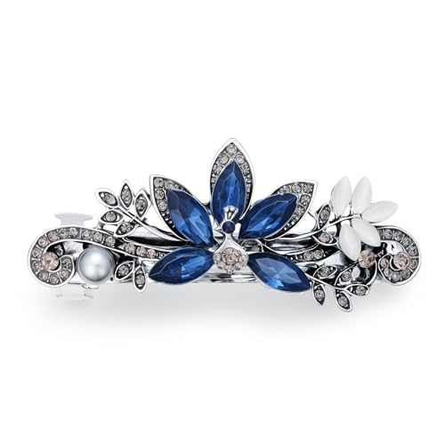 Marineblaue Blumen-Haarspangen für Frauen, blaue Strass-Blumen-Haarnadeln, Haarspangen, Kristall-Haar-Accessoires für Hochzeiten, Partys und den Alltag von generic