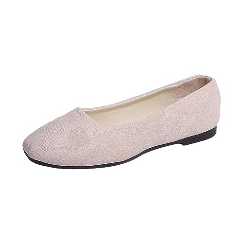 generic Monk Schuhe Damen Damen- und Mädchen-Schuhe, einfarbig, große Größe, zum Hineinschlüpfen, flach, flach, bequem, lässig, einzelne Schuhe S Schuhe Damen Ballerina (Beige, 35), nVXkYeV0q von generic