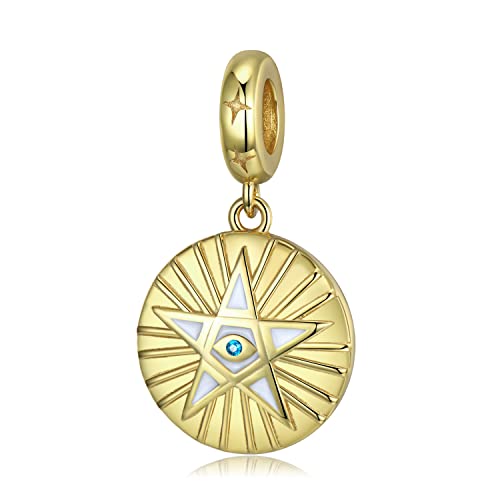Pentagramm Teufelsauge Anhänger Charm 925 Sterling Silber Charm passend für Pandora Armband Halskette, PD0711 von generic