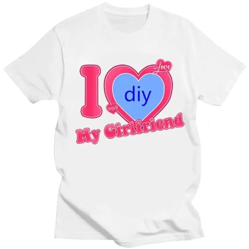 Personalisiertes T-Shirt mit Individuellem „I Love My Boyfriend/Girlfriend“-Aufdruck, Personalisiertes Bild-T-Shirt für Damen und Herren Color2,M von generic
