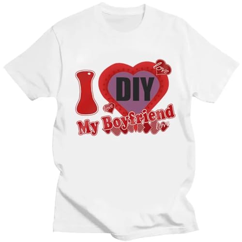 Personalisiertes T-Shirt mit Individuellem „I Love My Boyfriend/Girlfriend“-Aufdruck, Personalisiertes Bild-T-Shirt für Damen und Herren Color7,S von generic