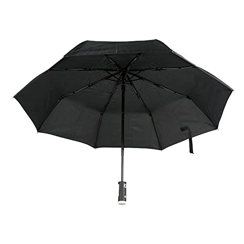 Regenschirm mit LED Beleuchtung, 2-lagig - Windsicher, Reflektorband Schirm Taschenschirm (Schwarz) von generic