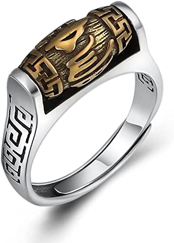 Ring Ornamente, 925 Sterling Silber Twist Mantra Ringe Männer oder Frauen Sechs Worte Buddhistischer Schmuck Öffnung Ring Ornamente, 925 Sterling Silber Twist Mantra Ringe Männer oder Frauen Sechs Worte Buddhistischer Schmuck Öffnung von generic