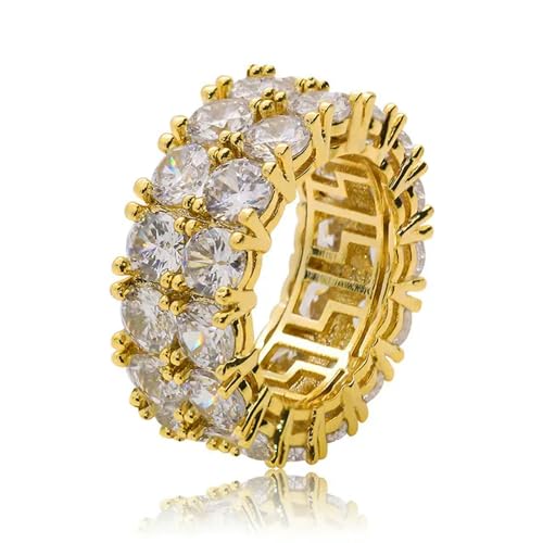 Ring Ornamente, Bling Big Zirkon Stein Gold Silber Farbe Hip Hop Rings für Frauen Mann Mode Hochzeit Verlobung Schmuck von generic
