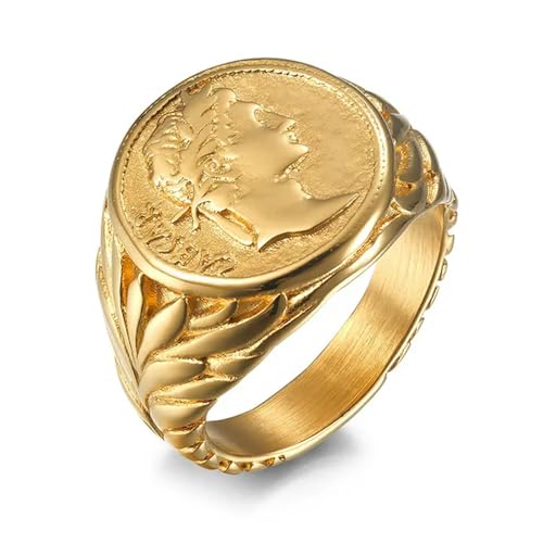 Ring Ornamente, Retro Coin Caesar Head Rings for Men Boys Stainless Steel Jewellery Gift Vintage Round Circle Punk Rings Bague Homme Ring Ornamente, Retro Coin Caesar Head Rings for Men Boys Stainless Steel Jewellery Gift Vintage Round Circle Punk Rings Bague Homme von generic