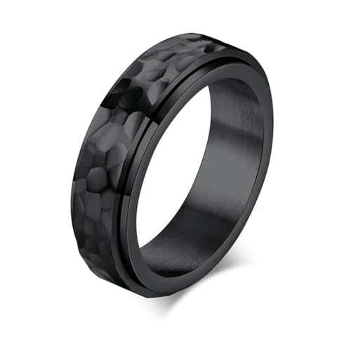 Ring Ornamente, Rock Punk Hammered Style Eheringe für Männer Frauen, 6MM Edelstahl Spinner Anxiety Fidget Ring Schmuck Ring Ornamente, Rock Punk Hammered Style Eheringe für Männer Frauen, 6MM Edelstahl Spinner Anxiety Fidget Ring Schmuck von generic