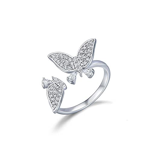 Ring Ornamente, Sterling Silber Zirkon Schmetterling verstellbare Ringe, unregelmäßiger Partyschmuck von generic