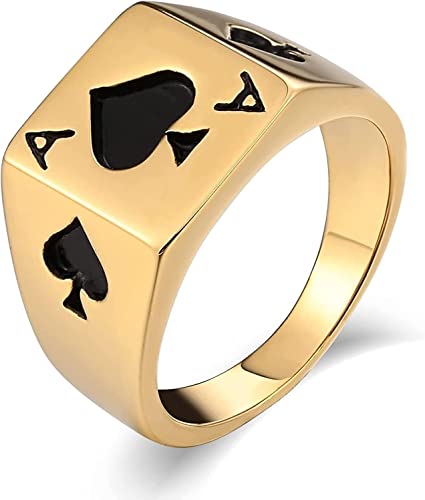 Ring Ornamente, Vintage Wikingerringe Herren Damen Nordische Amulettringe Rafael Ring Gothic Punk Ring Gold/Silber Rechteck Poker Schaufel Ring Ring Ornamente, Vintage Wikingerringe Herren Damen Nordische Amulettringe Rafael Ring Gothic Punk Ring Gold/Silber Rechteck Poker Schaufel Ring von generic