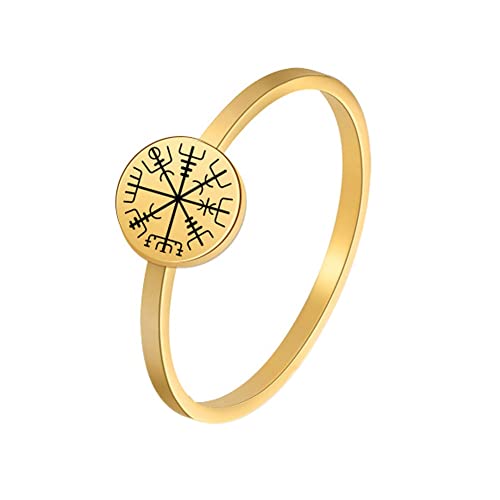 Ring Ornamente, Wikinger Vegvisir Piraten Kompass Ring Herren Damen Edelstahl Vergoldet Nordisches Symbol Ring Paar Mode Vintage Amulett Charm Schmuck Hochzeit Ring Ornamente, Wikinger Vegvisir Piraten Kompass Ring Herren Damen Edelstahl Vergoldet Nordisches Symbol Ring Paar Mode Vintage Amulett Charm Schmuck Hochzeit von generic
