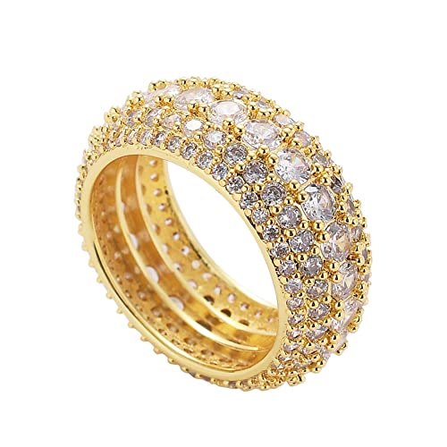 Ringschmuck, großer glitzernder Hip-Hop-Ring mit Iced Out-Effekt – 18 Karat vergoldeter Ring mit Mikropflaster und Zirkonia im Laborschliff, Bandring mit simuliertem Diamanten (Farbe: Gold, Größe: Ringschmuck, großer glitzernder Hip-Hop-Ring mit Iced Out-Effekt – 18 Karat vergoldeter Ring mit Mikropflaster und Zirkonia im Laborschliff, Bandring mit simuliertem Diamanten (Farbe: Gold, Größe: von generic
