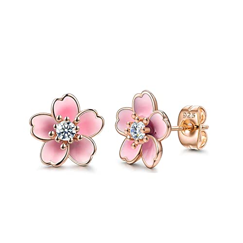 Rosa Blüten Ohrringe für Frauen, 925 Sterling Silber Ohrstecker, Süße Plumeria Ohrringe für Frauen, Kirschblüten Hypoallergen Ohrstecker Rosa Blüten Ohrringe für Frauen, 925 Sterling Silber Ohrstecker, Süße Plumeria Ohrringe für Frauen, Kirschblüten Hypoallergen Ohrstecker von generic