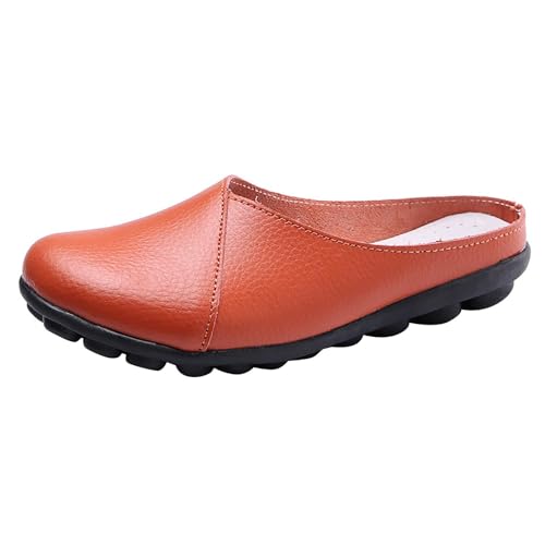 Schuhe Damen Wasserdicht Sommer Einfarbige vielseitige Mode-Low-Top-Flache Schuhe für Damen, große Freizeitschuhe für Damen Wildling Schuhe Damen 40 (Orange, 37) von generic