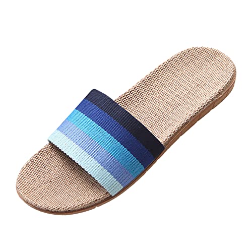 Sommerschuhe Hausschuhe Herren Sommer Leinen Sandalen Lässige Hausschuhe für Den Strand Herren/Damen Badezimmer Flach Sandaletten Bequem Rutschfest Sandals für Den Täglichen Dating-Urlaub von generic